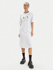 Armani Exchange Sukienka codzienna 3DYA79 YJ3RZ 1000 Biały Relaxed Fit. Białe sukienki Armani Exchange, na co dzień, xs, bez wzorów, z bawełny, bez kołnierzyka, bez ramiączek, proste. Za 239.99 zł.
