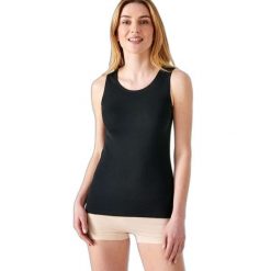 Damski tank top Damart Thermolactyl. Czarne topy DAMART, bez wzorów, z dzianiny, bez kołnierzyka, bez ramiączek. Za 169.00 zł.