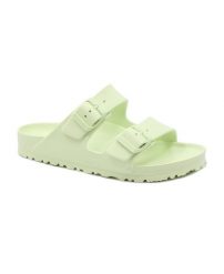 Klapki damskie Birkenstock Arizona Eva. Zielone klapki Birkenstock, bez wzorów, z materiału, klasyczne, bez obcasa, bez zapięcia. Za 329.00 zł.