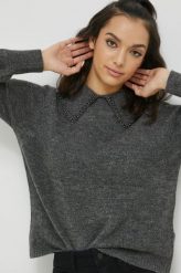 JDY sweter Aubray damski kolor szary. Szare swetry JDY, l, bez wzorów, bez ramiączek. Za 189.99 zł.