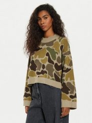 Vans Sweter Cammile VN000HQ5D Zielony Loose Fit. Zielone swetry Vans, m, bez wzorów, z bawełny, bez ramiączek. Za 219.99 zł.