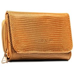 Mały, brązowy portfel damski ze skóry ekologicznej zamykany na suwak i zatrzask 4U Cavaldi A-206L-BL. Brązowe portfele 4U Cavaldi, bez wzorów, ze skóry ekologicznej. Za 29.99 zł.