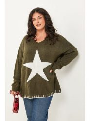 Curvy Lady Sweter w kolorze khaki rozmiar: 40/42. Brązowe swetry Curvy Lady, bez wzorów, ze splotem, klasyczne, bez ramiączek. Za 156.61 zł.