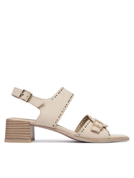 Caprice Sandały 9-28204-46 Kremowy. Białe sandały Caprice, bez wzorów, ze skóry, bez obcasa, na słupku, bez zapięcia. Za 235.99 zł.