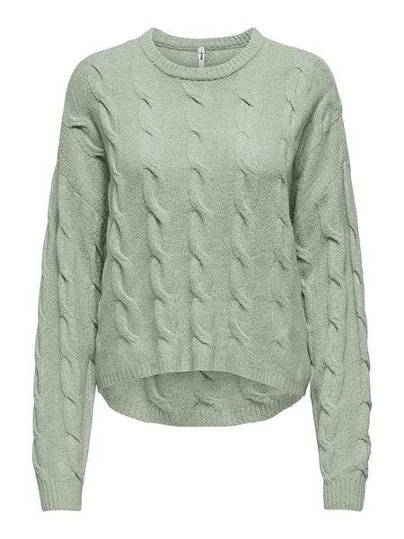 ONLY Sweter w kolorze zielonym rozmiar: XL. Zielone swetry ONLY, xl, bez wzorów, ze splotem, bez ramiączek. Za 105.63 zł.