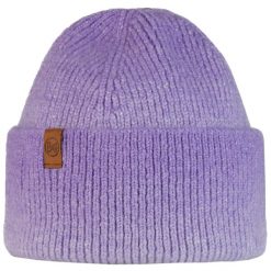 Czapka Buff Knitted Beanie Marin - lavender. Fioletowe czapki zimowe Buff, bez wzorów, z materiału, biznesowe. Za 101.00 zł.
