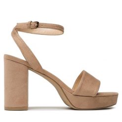 Sandały JENNY. Brązowe sandały Jenny, bez wzorów, bez obcasa, na słupku, bez zapięcia. Za 179.99 zł.