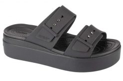 Sandały CROCS BROOKLYN W Czarny. Czarne sandały Crocs, bez wzorów, z materiału, bez obcasa, bez zapięcia. Za 243.40 zł.
