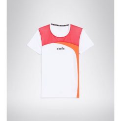 Koszulka do tenisa z krótkim rękawem damska Diadora L. SS T-SHIRT optical white. Białe t-shirty Diadora, l, bez wzorów, sportowe, bez kołnierzyka, bez ramiączek. Za 69.99 zł.