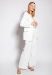Elegancki Żakiet z Wąskimi Klapami - Ecru. Brązowe marynarki i żakiety Lanti, l, bez wzorów, z materiału, eleganckie, bez ramiączek. Za 239.90 zł.