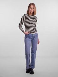 Pieces Sweter w kolorze beżowo-czarnym rozmiar: XL. Brązowe swetry Pieces, s, bez wzorów, z wiskozy, klasyczne, bez ramiączek. Za 75.34 zł.