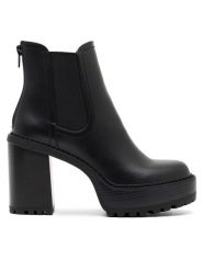 Nine West Botki SAILA 13151A Czarny. Czarne botki Nine West, bez wzorów, z materiału, bez obcasa, na słupku, bez zapięcia. Za 209.99 zł.