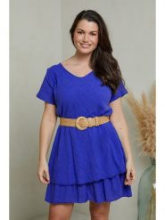 Curvy Lady Sukienka w kolorze niebieskim rozmiar: 40/42. Niebieskie sukienki Curvy Lady, bez wzorów, klasyczne, bez kołnierzyka, bez ramiączek, midi. Za 114.98 zł.