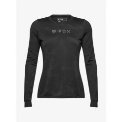 Bluza rowerowa damska Fox Ranger Tru Dri LS Jersey. Czarne bluzy FOX, bez wzorów, z jersey, sportowe, bez ramiączek, bez kaptura. Za 311.29 zł.