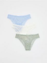 Siateczkowe majtki figi 3 pack - jasnozielony. Zielone figi Reserved, bez wzorów. Za 59.99 zł.