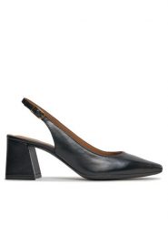 Geox Sandały D Giselda D45VCC 000TU C9999 Czarny. Czarne sandały Geox, bez wzorów, ze skóry, bez obcasa, na słupku, bez zapięcia. Za 519.99 zł.