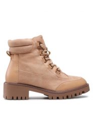 DeeZee Botki WS5577-19 Beżowy. Brązowe botki DeeZee, bez wzorów, z materiału, bez obcasa, na płaskiej podeszwie, bez zapięcia. Za 99.99 zł.