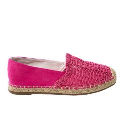 Różowe espadryle ażurowe na platformie. Czerwone espadryle w ażurowe wzory, z tkaniny, eleganckie, z okrągłym noskiem, bez obcasa, na platformie. Za 92.85 zł.