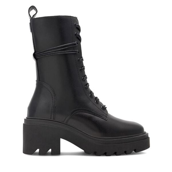 Trapery GINO ROSSI. Czarne traperki Gino Rossi, bez wzorów, bez obcasa, bez zapięcia. Za 379.99 zł.