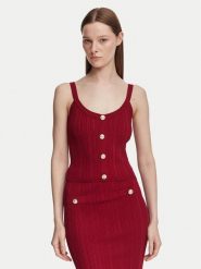 Guess Top W6YR25 Z0972 Bordowy Slim Fit. Czerwone topy Guess, xs, z aplikacjami, z syntetyku, bez kołnierzyka, bez ramiączek. Za 294.99 zł.