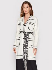 KARL LAGERFELD Kardigan 221W2003 Beżowy Relaxed Fit. Brązowe swetry KARL LAGERFELD, s, bez wzorów, z bawełny, bez ramiączek. Za 2,209.00 zł.
