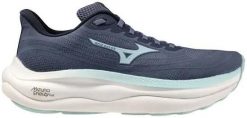 Damskie buty do biegania Mizuno Wave Sky 9 Wos. Niebieskie buty do biegania Mizuno, bez wzorów, z gumy, bez zapięcia, do biegania, mizuno wave. Za 759.00 zł.