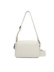 Calvin Klein Torebka Webbing Double Strap Camera Bag LV04F3165G Biały. Białe torebki klasyczne Calvin Klein, bez wzorów, ze skóry, bez dodatków. Za 409.99 zł.