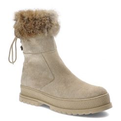 Beżowe Botki Armodo Eleganckie Obuwie Damskie Z Naturalnym Futerkiem. Brązowe botki Armodo, z aplikacjami, z futra, eleganckie, bez obcasa, bez zapięcia. Za 359.00 zł.