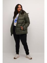 KAFFE curve Kurtka zimowa w kolorze khaki rozmiar: 42. Brązowe kurtki KAFFE curve, na zimę, bez wzorów, z puchu, bez kaptura. Za 170.07 zł.