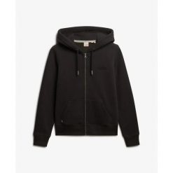 Bluza damska z kapturem Superdry Vintage Metallic. Czarne bluzy Superdry, bez wzorów, vintage, bez ramiączek, z kapturem. Za 342.35 zł.