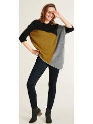 Heine Sweter w kolorze czarno-oliwkowo-szarym rozmiar: 36/38. Brązowe swetry Heine, bez wzorów, bez ramiączek. Za 88.02 zł.