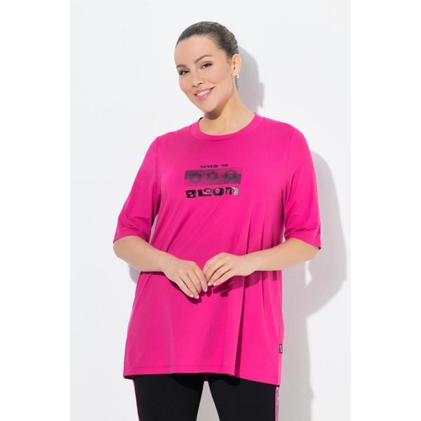 Damskie Długa bluzka funkcyjna krój trapezowy okrągły dekolt rękaw 1/2. Czerwone t-shirty sportowe Ulla Popken, plus size, bez wzorów, z elastanu, bez ramiączek. Za 199.99 zł.