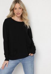 Czarny Sweter z Kaszmirem i Ozdobnymi Kieszeniami Sanarea. Czarne swetry Born2be, bez wzorów, z jeansu, eleganckie, bez ramiączek. W wyprzedaży za 76.49 zł.