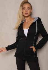 Czarna Bluza Wyściełana Polarem z Kapturem i Kieszeniami Ivalissa. Czarne bluzy Renee, s, bez wzorów, z dzianiny, bez ramiączek, z kapturem. W wyprzedaży za 83.99 zł.