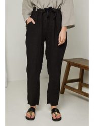 Rodier Lin Lniane spodnie w kolorze czarnym rozmiar: S/M. Czarne spodnie materiałowe Rodier Lin, bez wzorów, ze lnu. Za 128.25 zł.