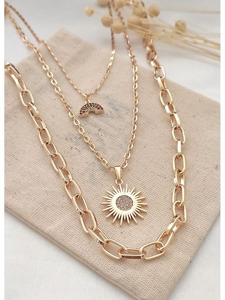 Atelier MIU Pozłacany naszyjnik z cyrkoniami - dł. 50 cm rozmiar: onesize. Żółte naszyjniki atelier MIU, z materiału, z cyrkonią, pozłacane. Za 100.99 zł.