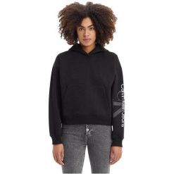 Bluza z kapturem Calvin Klein Full Sleeve Printed, Kobiety. Czarne bluzy Calvin Klein, m, bez wzorów, z bawełny, bez ramiączek, z kapturem. Za 590.00 zł.