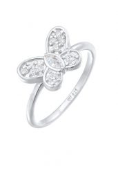 Elli Damski symbol Motyla mieniący się cyrkoniami w srebrze próby 925 Sterling Silver Pierścionki 1 ct. Szare pierścionki Elli, z cyrkonią, srebrne. Za 248.99 zł.