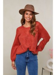 Soft Cashmere Sweter w kolorze czerwonym rozmiar: 34/36. Czerwone swetry Soft Cashmere, bez wzorów, ze splotem, klasyczne, bez ramiączek. Za 74.81 zł.
