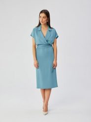 Stylove Sukienka w kolorze niebieskim rozmiar: XXL. Niebieskie sukienki Stylove, xxl, bez wzorów, bez kołnierzyka, bez ramiączek, midi. Za 172.49 zł.