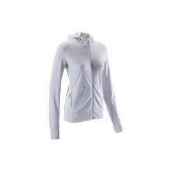 Bluza Rozpinana Z Kapturem Damska Run Warm Szara. Szare bluzy KALENJI, l, bez wzorów, z elastanu, bez kaptura, do biegania. Za 119.99 zł.