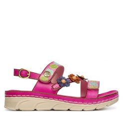 Sandały Laura Vita. Czerwone sandały LAURA VITA, bez wzorów, bez obcasa, na płaskiej podeszwie, bez zapięcia. Za 389.99 zł.