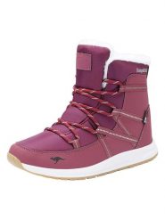 Kangaroos Kozaki zimowe "Leyla" w kolorze fioletowym rozmiar: 39. Różowe kozaki KangaROOS, na zimę, bez wzorów, z wełny, eleganckie, bez obcasa, bez zapięcia. Za 100.28 zł.