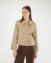 Krótka beżowa kurtka. Brązowe kurtki Unisono, l, bez wzorów, z materiału, bez kaptura. Za 329.00 zł.