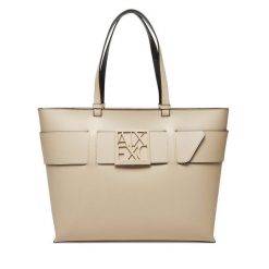 Torebka Armani Exchange. Brązowe shopper bag Armani Exchange, bez wzorów, bez dodatków. Za 749.99 zł.