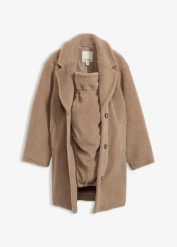 Płaszcz ciążowy z wkładką do noszenia niemowlęcia, 2 w 1. Brązowe płaszcze bonprix, bez wzorów, bez kaptura. Za 359.99 zł.