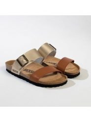 BACKSUN Klapki w kolorze złoto-jasnobrązowym rozmiar: 36. Brązowe klapki Backsun, bez wzorów, z materiału, klasyczne, z otwartym noskiem, bez obcasa, bez zapięcia. Za 130.99 zł.