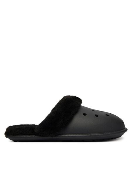 Crocs Kapcie Classic Fuzz Scuff 212143 Czarny. Czarne kapcie Crocs, bez wzorów, z tworzywa sztucznego. Za 199.99 zł.