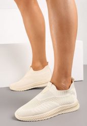 Beżowe Wsuwane Buty Sportowe z Elastyczną Cholewką Olaris. Brązowe buty sportowe lifestyle Born2be, bez wzorów, bez zapięcia. Za 99.99 zł.