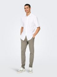 ONLY & SONS Spodnie chino "Mark" w kolorze khaki rozmiar: W28/L32. Brązowe bluzy ONLY & SONS, l, bez wzorów, bez ramiączek, bez kaptura. Za 75.86 zł.